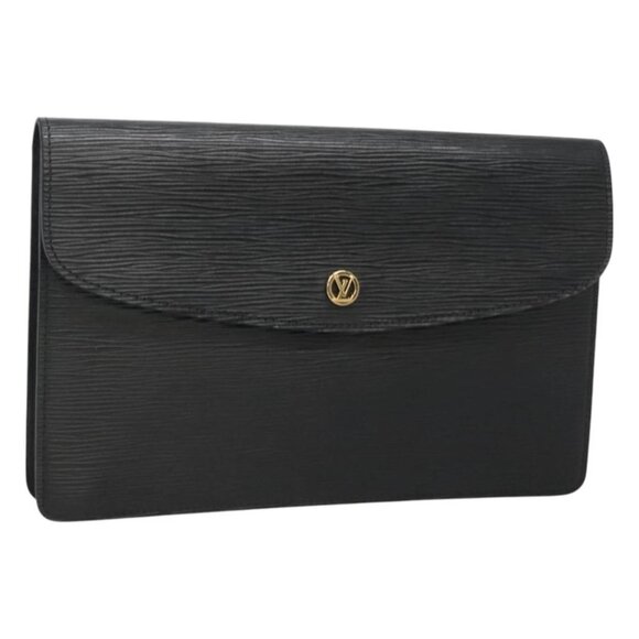 LOUIS VUITTON Epi Montaigne 27 Clutch Bag Black M52652 LV Auth 124190 - Picture 1 of 14